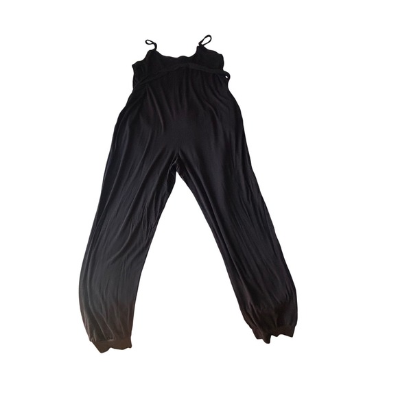 A Pea in the Pod Black Maternity Jumpsuit Spaghetti Strap Tie Waist Jogger LG - Picture 5 of 12